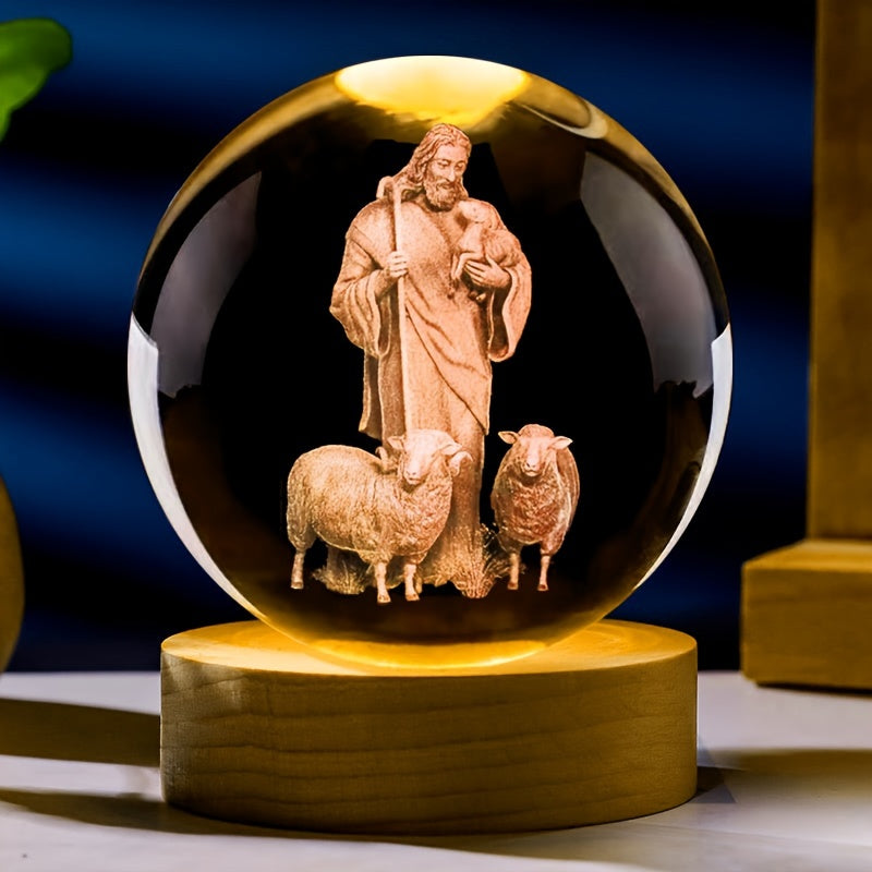 3D Laser Engraved Jesus The Good Shepherd Crystal Lamp - Church Souvenir Night Light.readFileSync