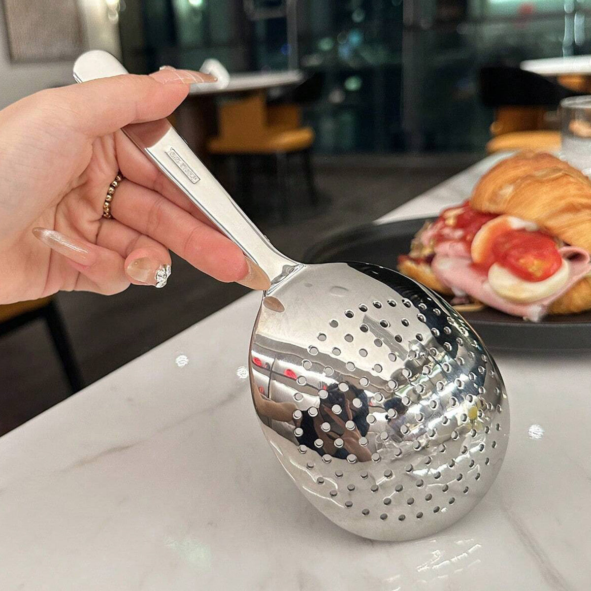 Large Stainless Steel Buffet Spoon - Perfect for Parties, Banquets, and Buffets! This dishwasher-safe utensil is a practical addition to any kitchen, ideal for serving up delicious meals for the whole family.