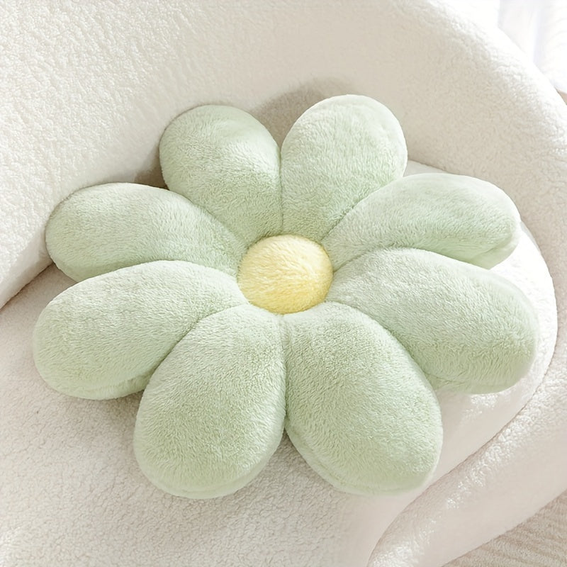 Soft faux fur flower pillow, suitable for home or office decor, machine washable, 60cm/23.62in diameter.