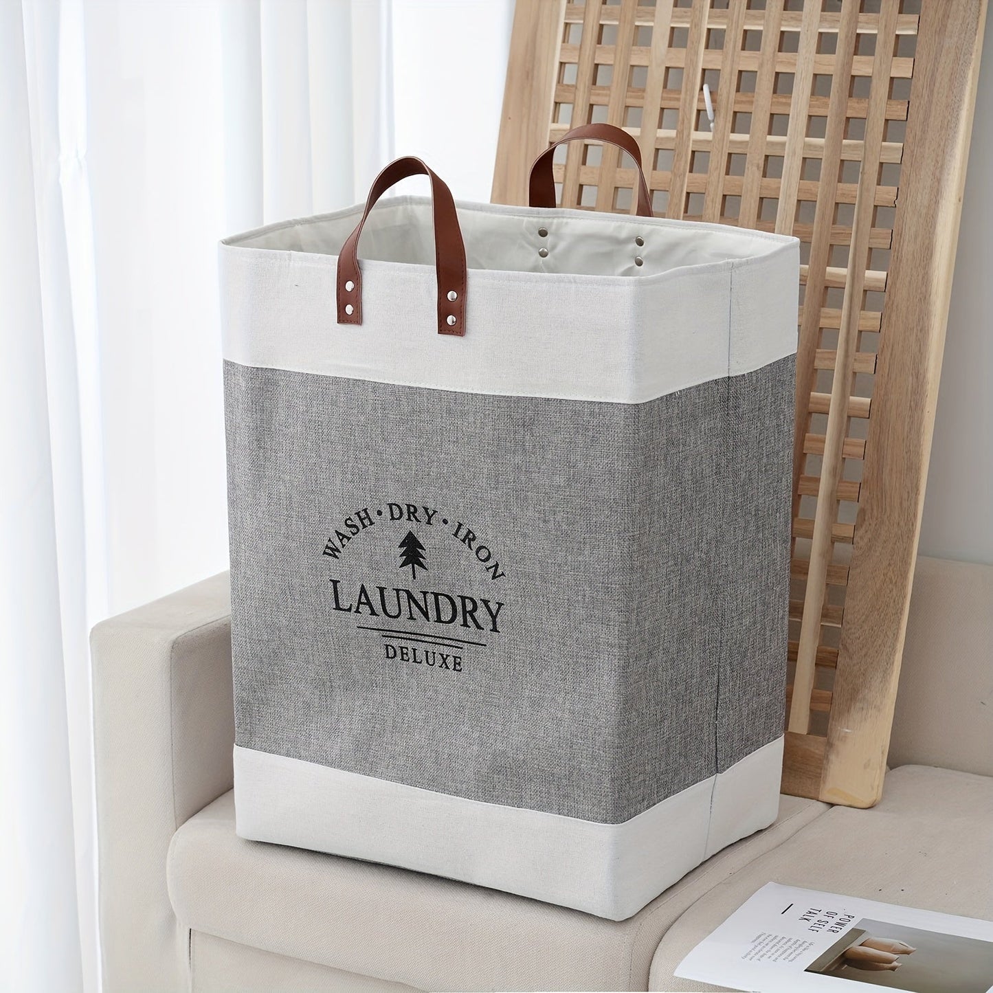 Contemporary Rectangular Laundry Basket with Convenient Handles - Perfect for Bathrooms and Organizing Clothes