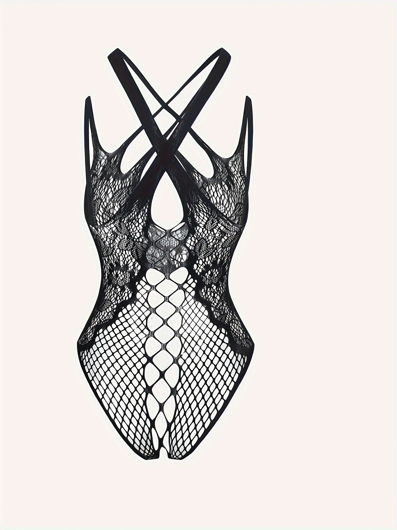 Sexy Mesh Pattern Sleeveless Bodysuit, Women's See-through Lingerie