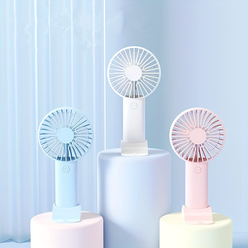 Portable Mini USB Charging Handheld Fan with Mobile Phone Holder - Compact and Simple Outdoor Desktop Small Fan