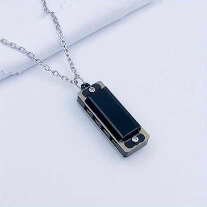 Necklace harmonica with four holes and eight tones for playing songs.