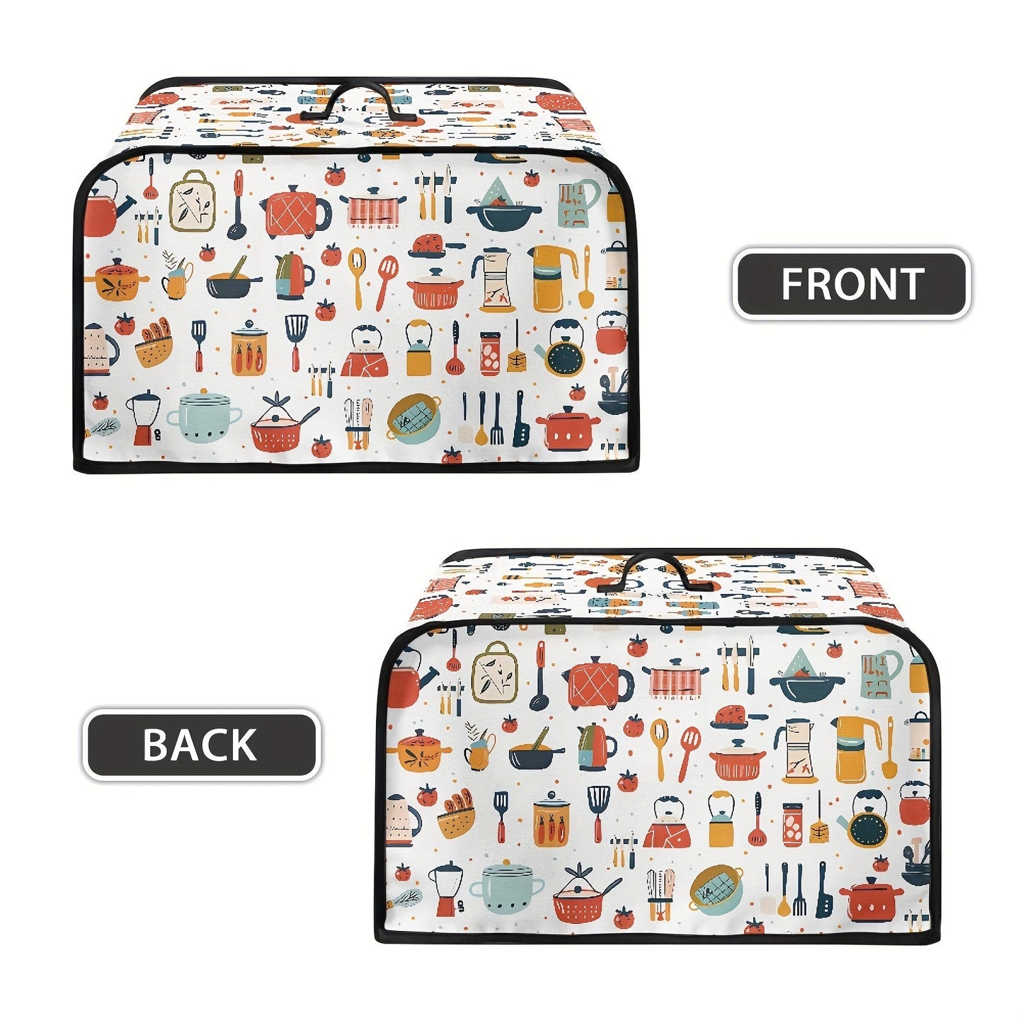 Protect your 6-8 Quart Crockpot with a Cartoon Kitchen Utensil Dust Cover. This lightweight cover is stain-resistant and features a convenient top handle and storage pockets to keep your kitchen tidy. Keep your slow cooker clean and protected with this