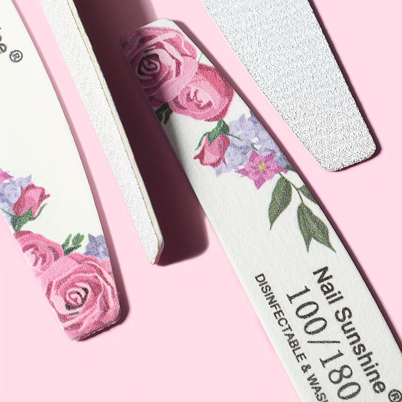 10 Rose Flower Half-Moon Nail Files, Unscented, Exclusive Design, Manicure Essentials.