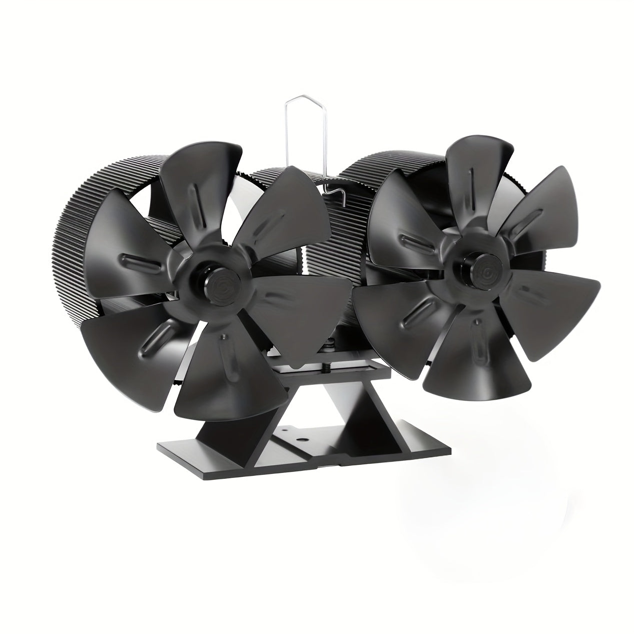 EcoLife Portable Aluminum Dual-Head 6-Blade Fireplace Fan for Wood Burning Fireplaces - No Electricity Required, Exhaust Fan with Multiple Components - 1 Piece