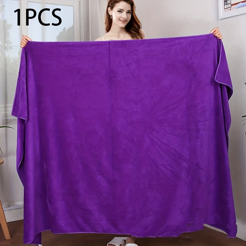 Large luxury bath towel, 100x200cm, microfiber, high absorbency, modern style, hand wash only, home & spa essential, knitted fabric, 300g/m².