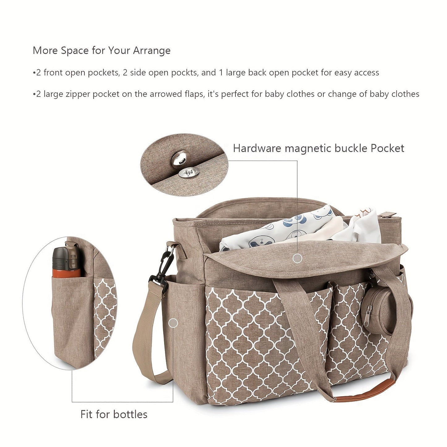 Convenient Mommy Bag with Stylish Geometric Pattern, Milk Bottle Holder, Ideal for Mother and Baby On-the-Go. Perfect Gift for Holidays like Halloween, Thanksgiving, and Christmas.