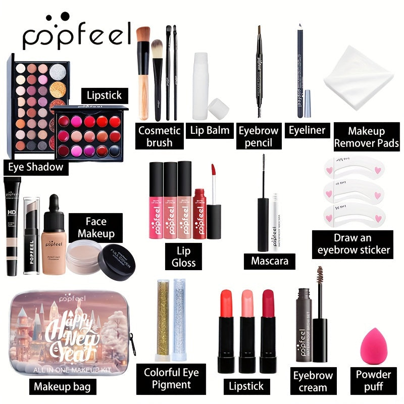 POPFEEL 2025 New Year Makeup and Cosmetic Set - Beauty Gift Box with Surprise Gifts