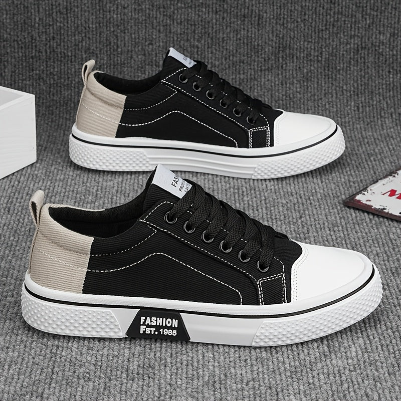 Stylish men's canvas sneakers with two-tone design and breathable fabric lining, ideal for casual wear.