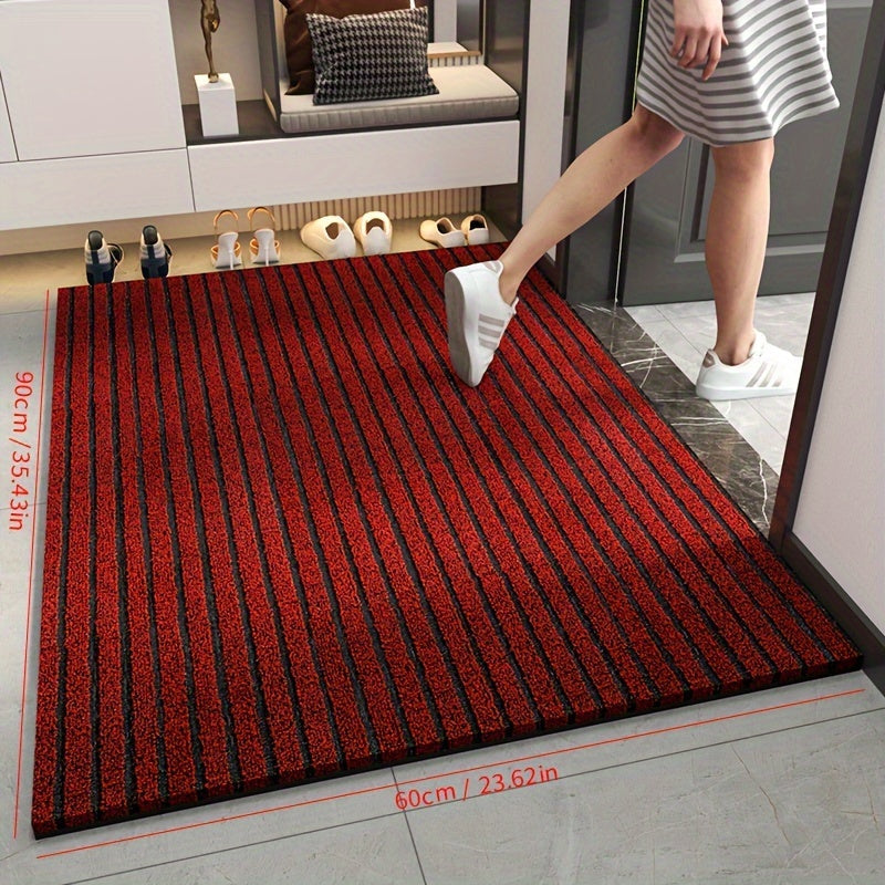 This durable and dust-resistant floor mat features a striped design, making it a stylish addition to any outdoor entrance or front porch. The waterproof and non-slip material ensures safety, while the mat's durability and easy-to-clean qualities make it