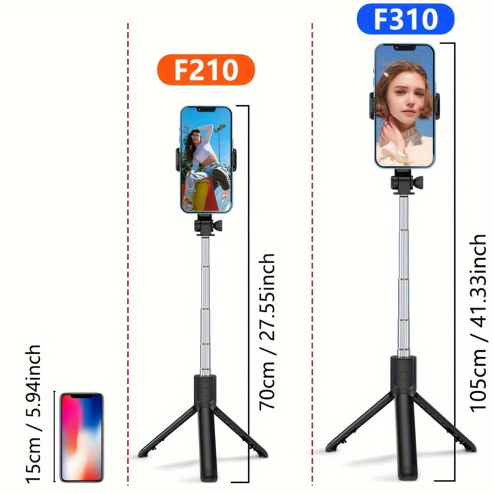 3-in-1 selfie stick tripod with wireless remote control for live streaming, videos, and photos. Perfect for travel.