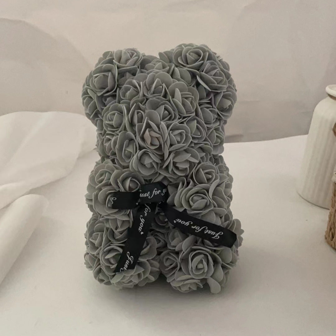 Rose bear made of foam flowers, perfect for Valentine's Day, Mother's Day, anniversaries, weddings. Size: 16.99*22.99cm. Great gift for birthdays.