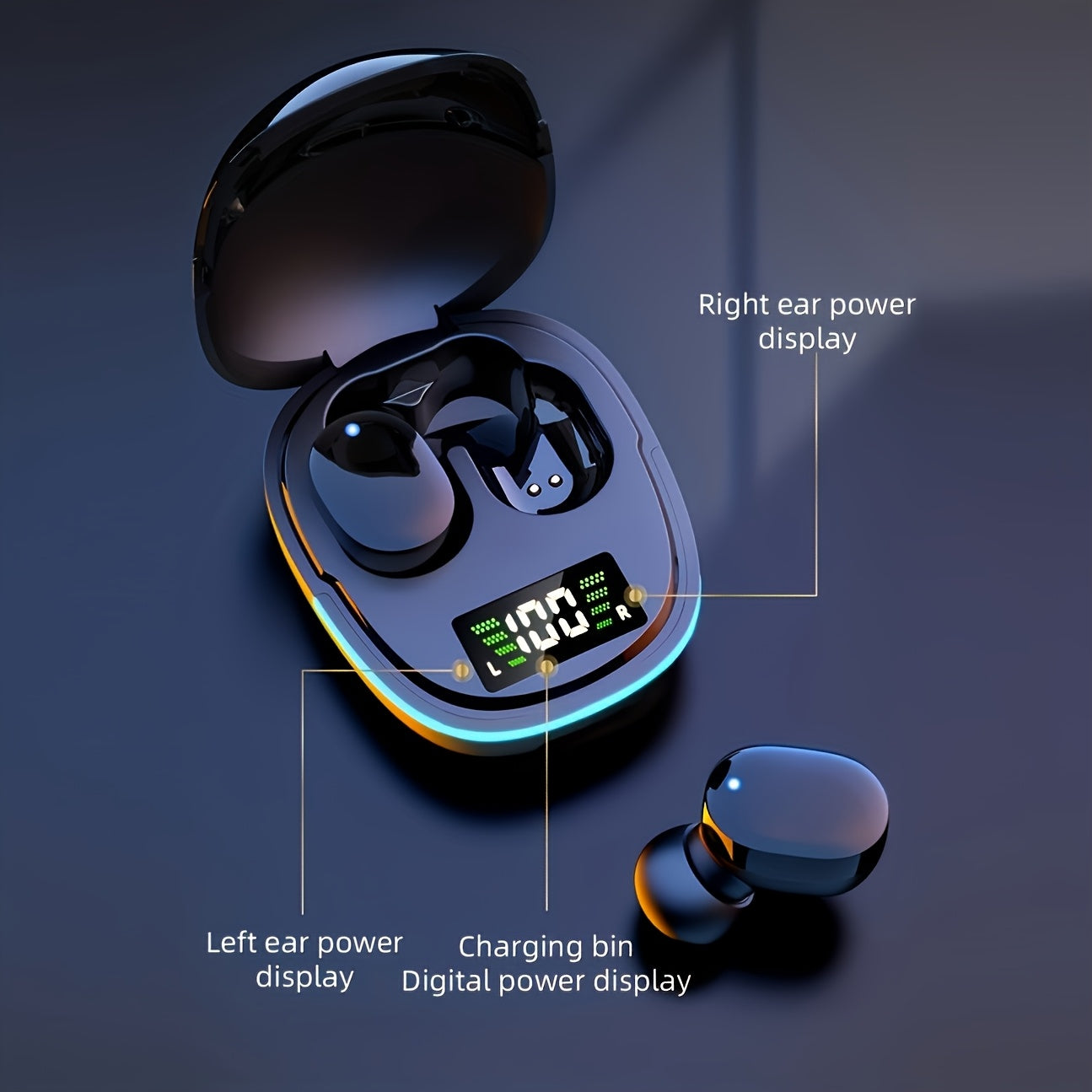 2024 Wireless Earbuds with Touch Control, LED Display, Semi-Open Back Design, Long-Lasting Battery, Sweat-Resistant, Compatible with iOS and Android for Gaming and Music, Stylish Audio