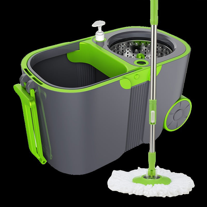 Large Capacity Rotating Mop Set with Double Drive Mop Bucket, Made of Durable Plastic Material, Perfect for Use in Living Room, Bedroom, Bathroom, Toilet, and Kitchen.