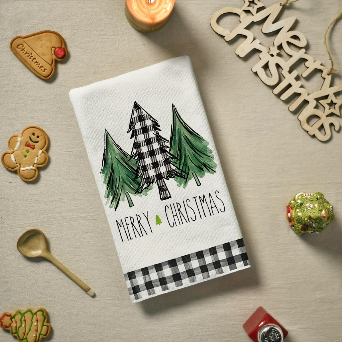 2/4Pcs Christmas Hand Towels with Truck Christmas Tree Plaid Print - Perfect for Kitchen and Dining Table Decor or as Housewarming Gifts.