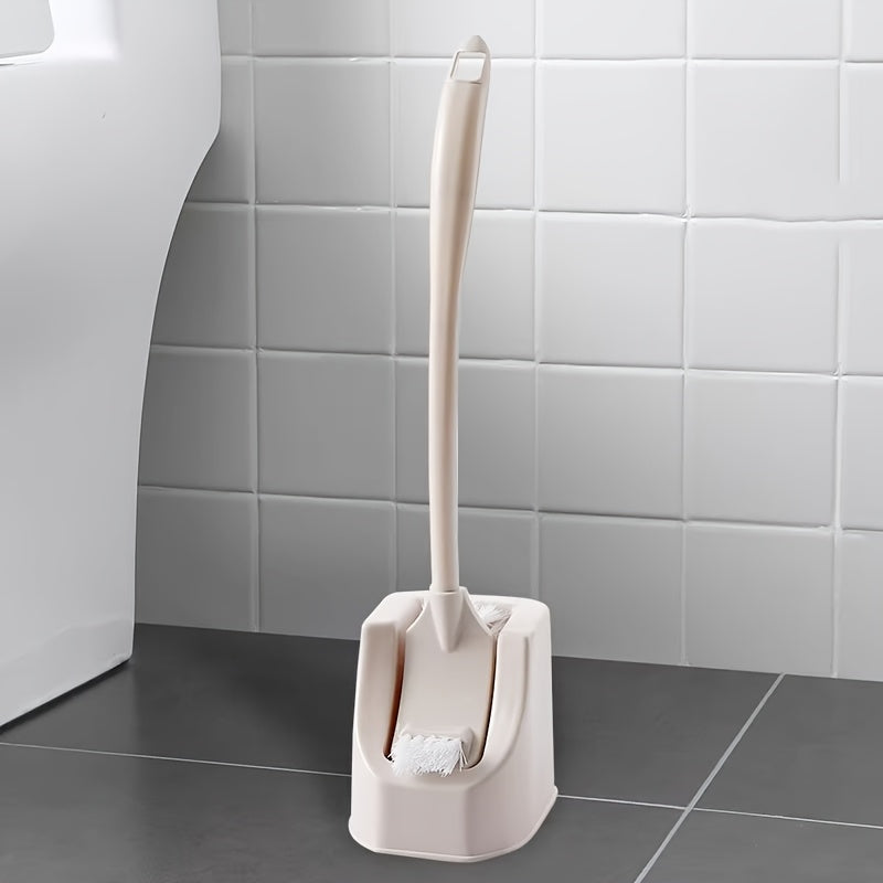 Toilet Brush Set: Soft Bristles with Holder, Wall-Mounted Long Handle Bathroom Cleaning Brush, Portable and Medium Firmness, Plastic Handle, No Dead Angle, Electricity-Free Tool for Bathroom and Toilet Cleaning.