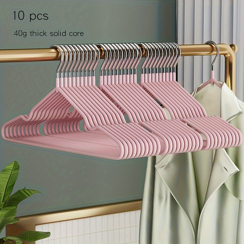 10pcs Stainless Steel Durable Clothes Hangers with Non-Slip Coating and Extra Thick Core - Ideal for Adults and Children