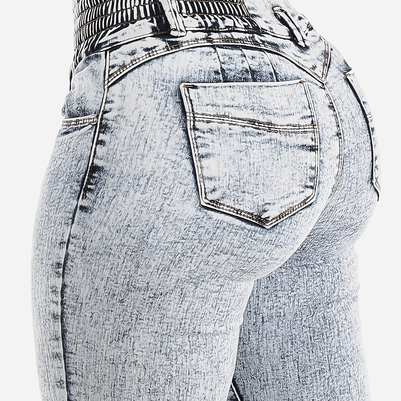 Women's high-waist skinny jeans in light wash denim, with stretch fabric and slash pockets for a comfortable fit year-round.