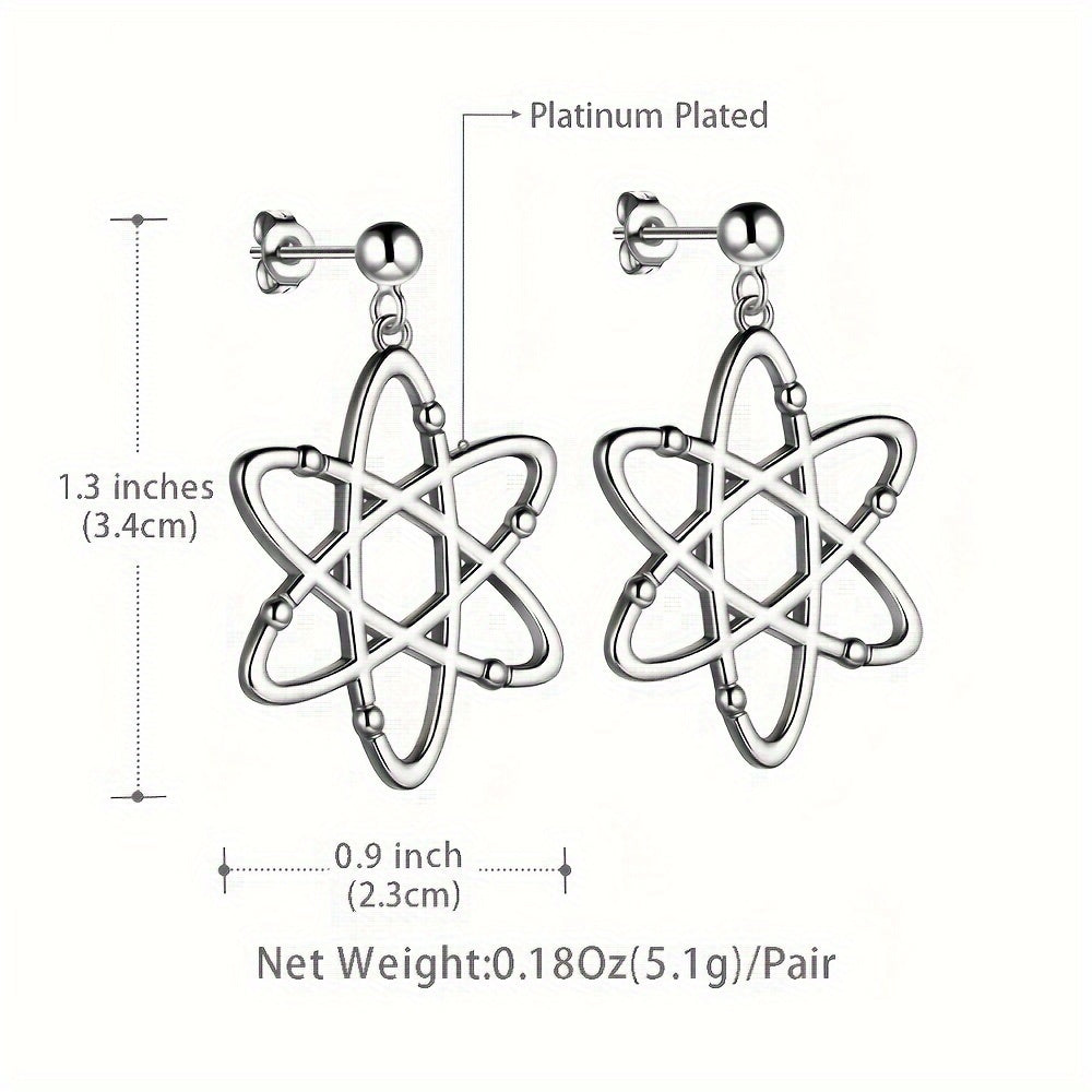 Science-themed Dangle Earrings Featuring Atoms with Six Electrons - Unique Gift for Biology and Chemistry Enthusiasts