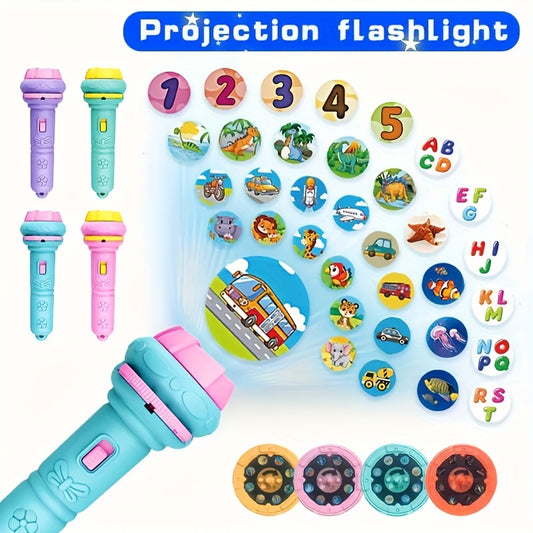 WISEHULEN Youngsters' Projection Flashlight with 32 Educational Patterns - Interactive Learning Toy for Ages 5-10, Durable ABS Material, Various Themes