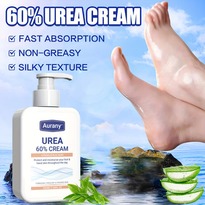 Urea Cream 60% + 2% Salicylic Acid for dry skin on feet, knees, and elbows - 200ml.