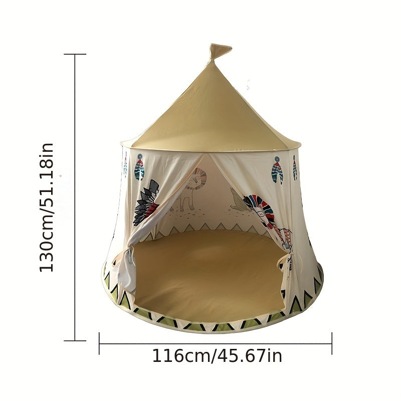 Foldable playhouse for kids in Indian tent style, resembling a princess castle, ideal for indoor games.