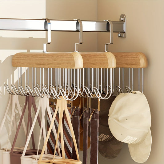 Durable Wooden Bras Hanger with Multiple Hooks, Ideal for Hanging Ties, Camisoles, Scarves, Belts, and More. Perfect for Bathroom, Bedroom, Closet, Wardrobe, Home, or Dorm Room Organization.