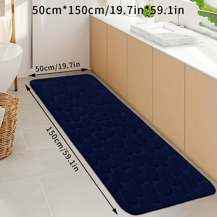 Quick-Dry Pebble Bath Mat, Thick Non-Slip Sponge Floor Mat for Bathroom, Machine Washable, Soft Coral Fleece - Ideal for Home Decor in Kitchen, Laundry Room, Bedroom, and Bathroom.