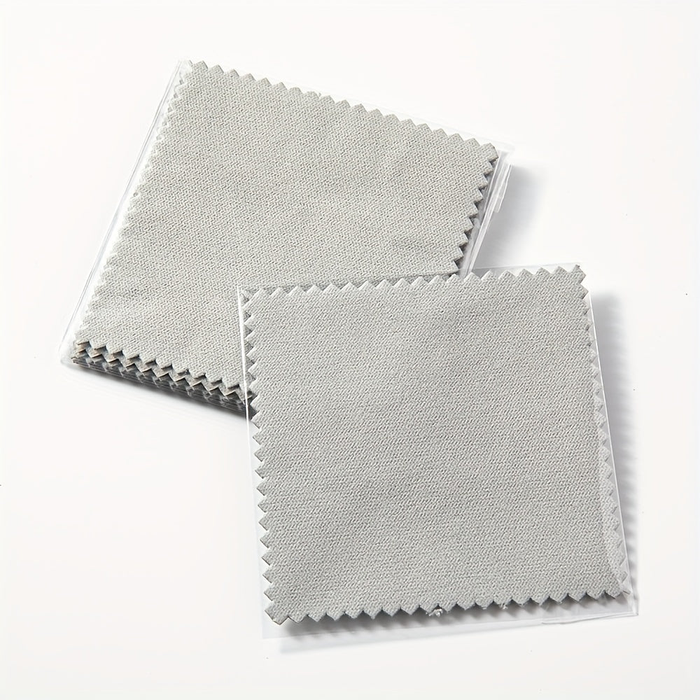 Pack of 50 pieces of 8x8cm White Gray Blue Green rose Polish Polishing cloth in Silvery Color for Cleaning and Polishing Jewelry Tools. Soft and Clean Wiping Cloth for Silvery Jewelry.