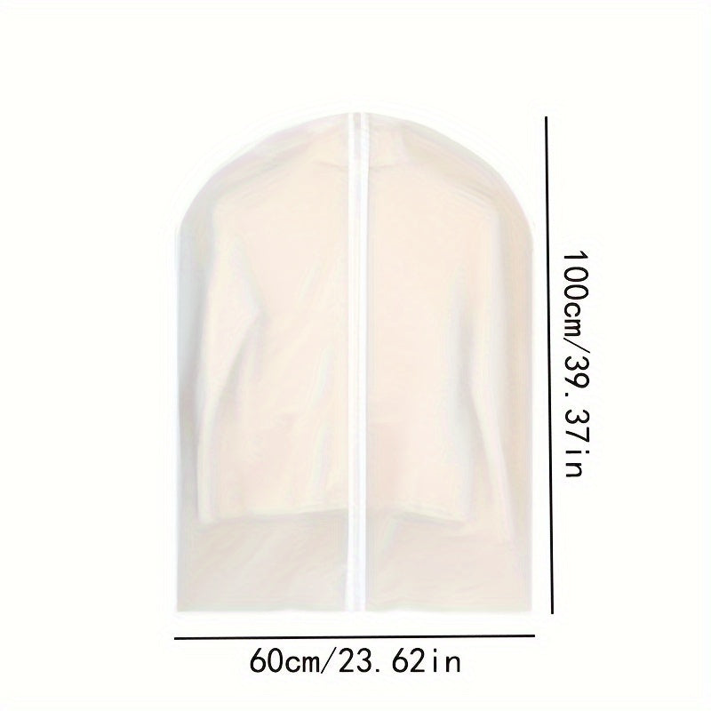 New in 2024: 5pcs Transparent Clothing Dust Bags with waterproof zipper. Ideal for hanging in bedroom, wardrobe, closet, dormitory to protect clothes from dust.