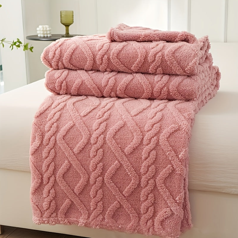 Stay warm and cozy with the FAGEJIE Soft Warm Plush Lamb Fleece Throw Blanket. Featuring a 3D fashionable design, this thick flannel blanket is perfect for bed, couch, or travel. Made of machine washable polyester, this multifunctional air conditioning