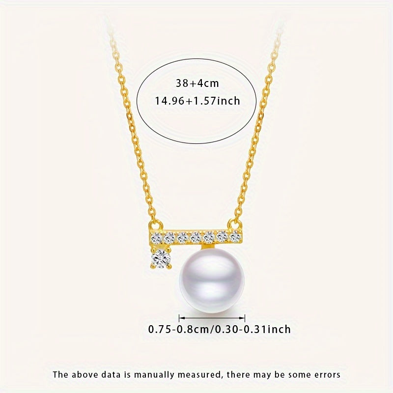 Vintage-inspired Pearl Pendant Necklace made of 925 Sterling Silver for Women - Features Natural Sea Salt Pearls and Comes in a Sparkling Gift Box - Ideal Gift choice for Women