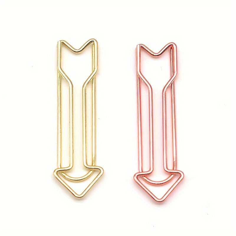 10 Arrow-shaped Paper Clips, Creative Colorful Cartoon Spiral Clips, Metal W-shaped Office Data Clips, Golden Memo Clips, File Binding Clips