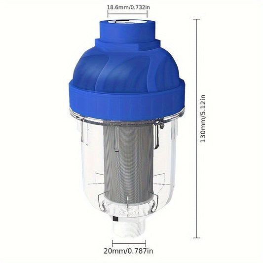 Oshxona va ovqatlanish kranlari uchun yuvilishi va qayta ishlatilishi mumkin bo'lgan suv filtri, 40-mikron filtratsiya tizimi bilan shisha shaklidagi dizaynda.