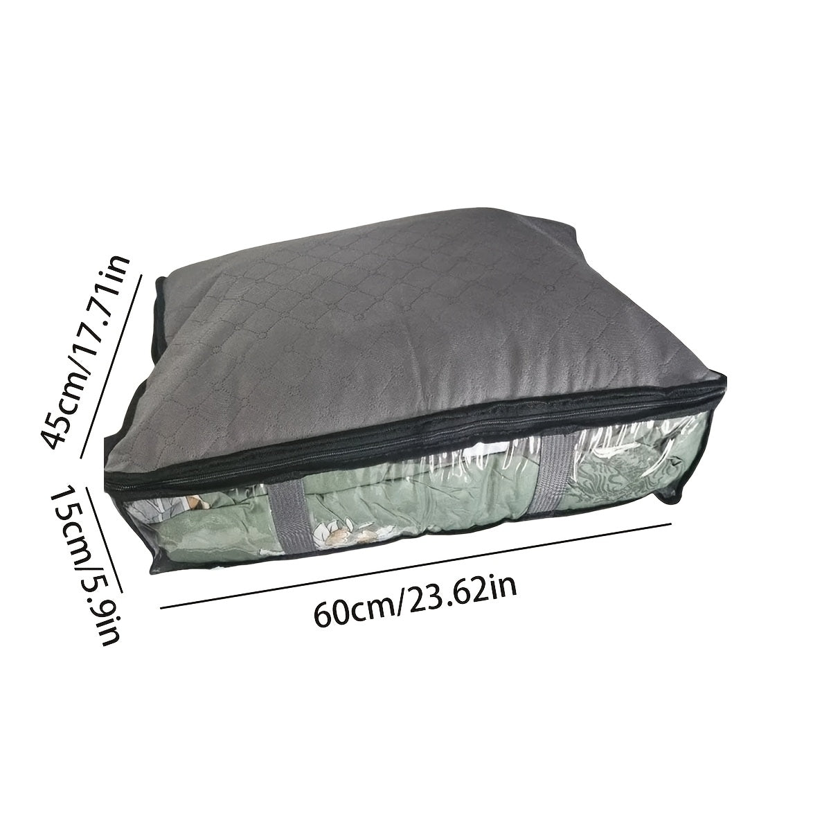 Underbed storage solution includes 2pcs/1pc moisture-proof plastic window underbed storage bag, non-woven clothes organizing bag, and blanket storage with handle. Perfect for organizing clothes and blankets in your bedroom and maximizing under-bed