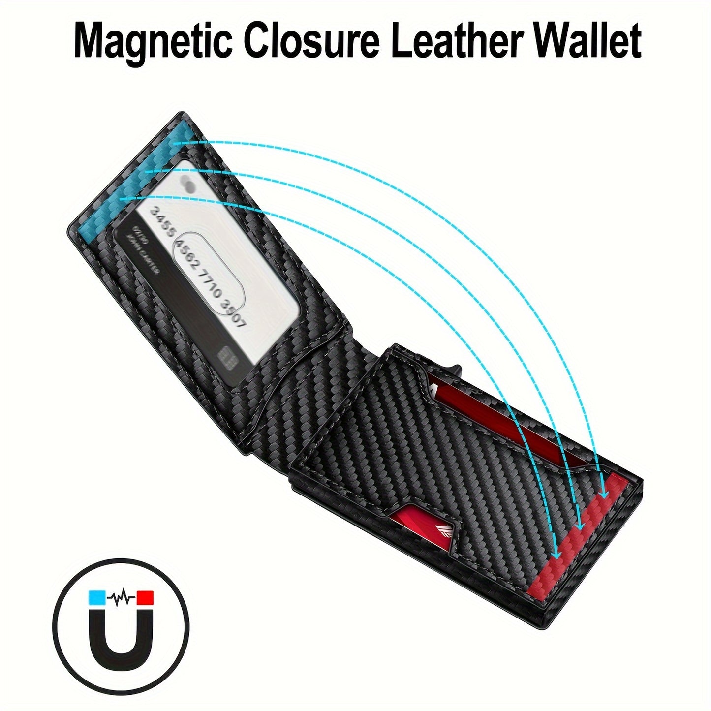 Black Bifold RFID Blocking Wallet for Men with Card Holder, Carbon Fiber Design, Minimalist Style - Ideal Modern Gift for Man with RFID Protection.