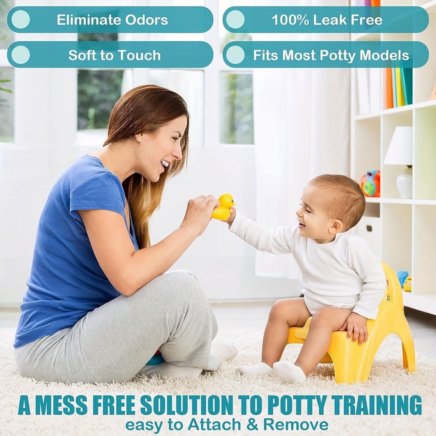 100 ta Potty Chair Liners to'plamlari, tortish ipi bilan, o'qitish hojatxonasi o'rindiqlari uchun mukammal. Bolalar uchun 44 X 24 sm o'lchamdagi bir martalik tozalash sumkalari. Rojdestvo, Halloween yoki Thanksgiving kuni uchun ideal.