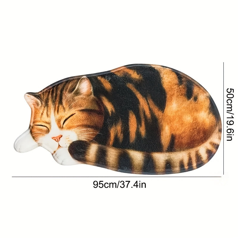 Cute Cat Design Fast-Drying Kitchen Mat - Slip-Resistant, Super Soft Rug for Bathroom, Bedroom, Living Room | Easy-Clean Home Decoration, Safe for Machine Washing