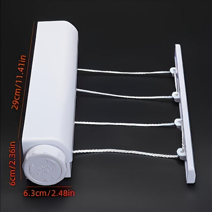 Telescopic Clothes Drying Rack with Spring Mechanism, Four or Five-line Clothesline, Hook for Hanging Clothes, Multi-functional Laundry and Towel Drying Rack