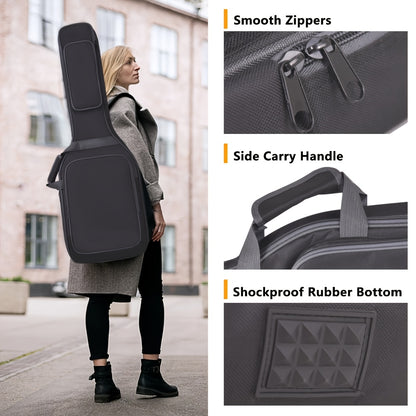 12mm black thickened electric guitar storage bag with fixed head, suitable for electric bass, waterproof, dustproof, shockproof, and portable.