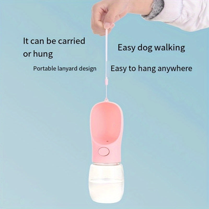 Portable dog water bottle with accompanying cup for easy feeding and drinking