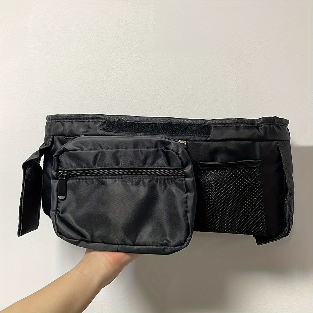 Black Stroller Organizer with Big Capacity - Versatile Storage Bag with Convenient Diaper and Bottle Pockets