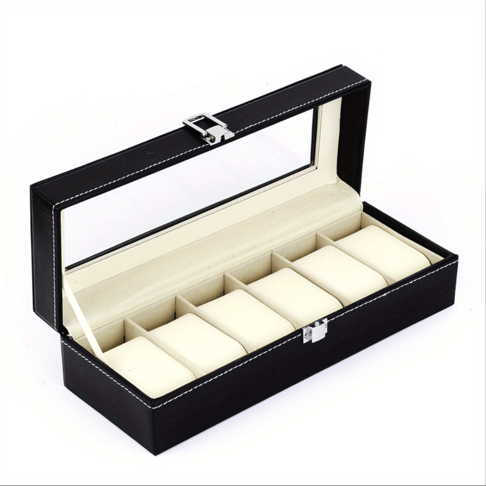 Men's 6-Slot Watch Box Organizer, Perfect Holiday Gift for Display and Storage