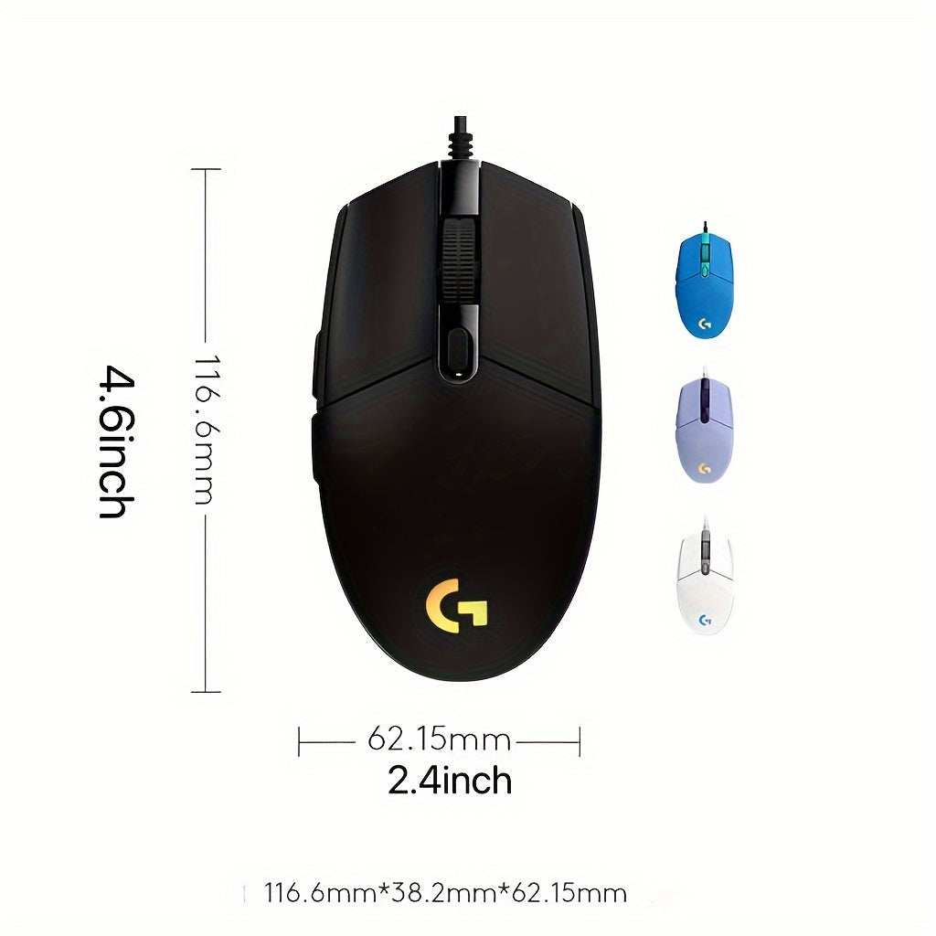 Logitech G102 Wired Gaming Mouse with RGB Lighting, 8000 DPI, Lightweight, Mechanical Button, Comfortable Grip, Optical Sensor, Corded USB for PC Laptop Gamer, Windows 8 Compatible, Right