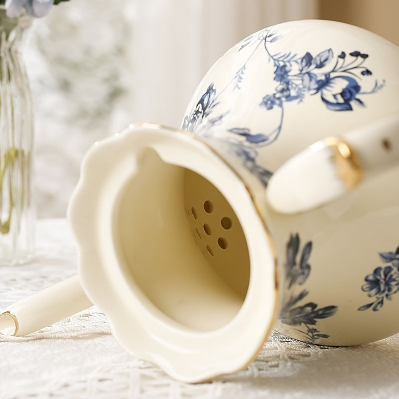 European Flower Teapot Cup and Saucer Set, Ceramic gift for making tea and coffee