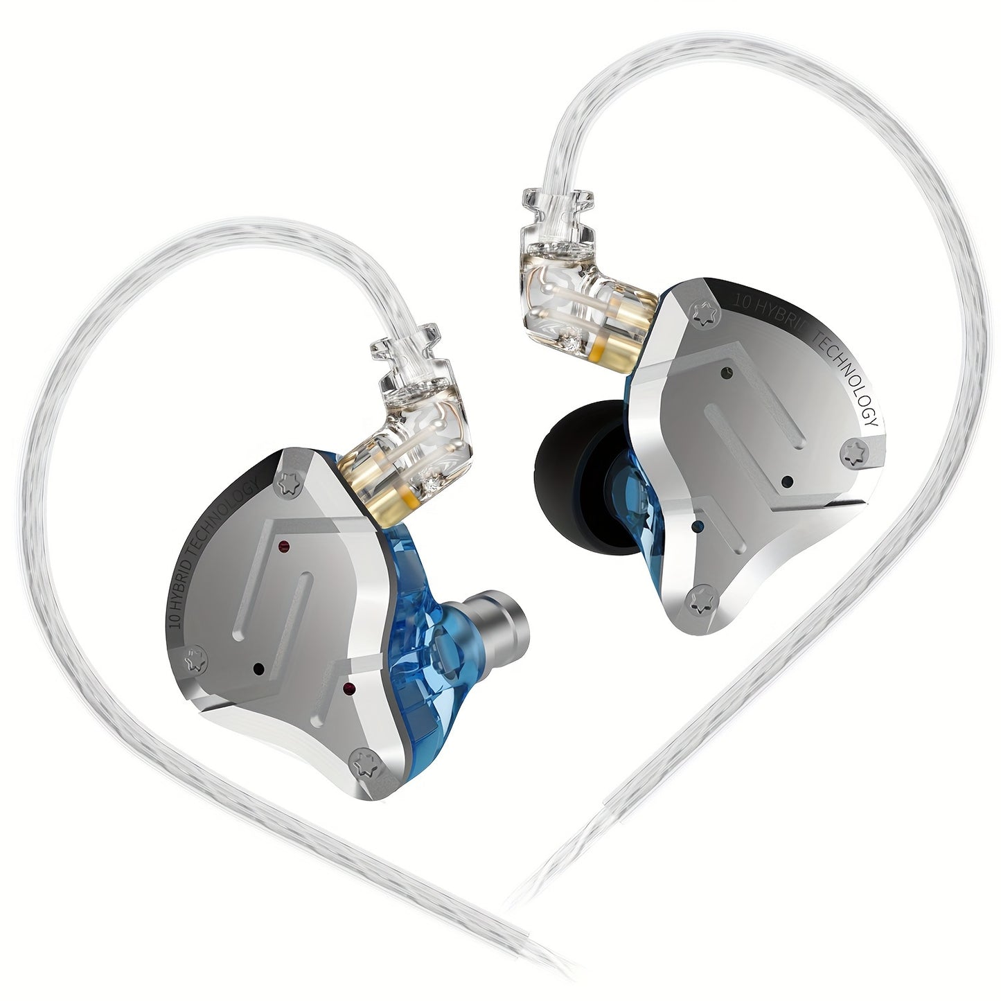 KZ ZS10 Pro earbuds with 4BA 1DD drivers and HiFi bass, includes detachable 2-Pin C cable.