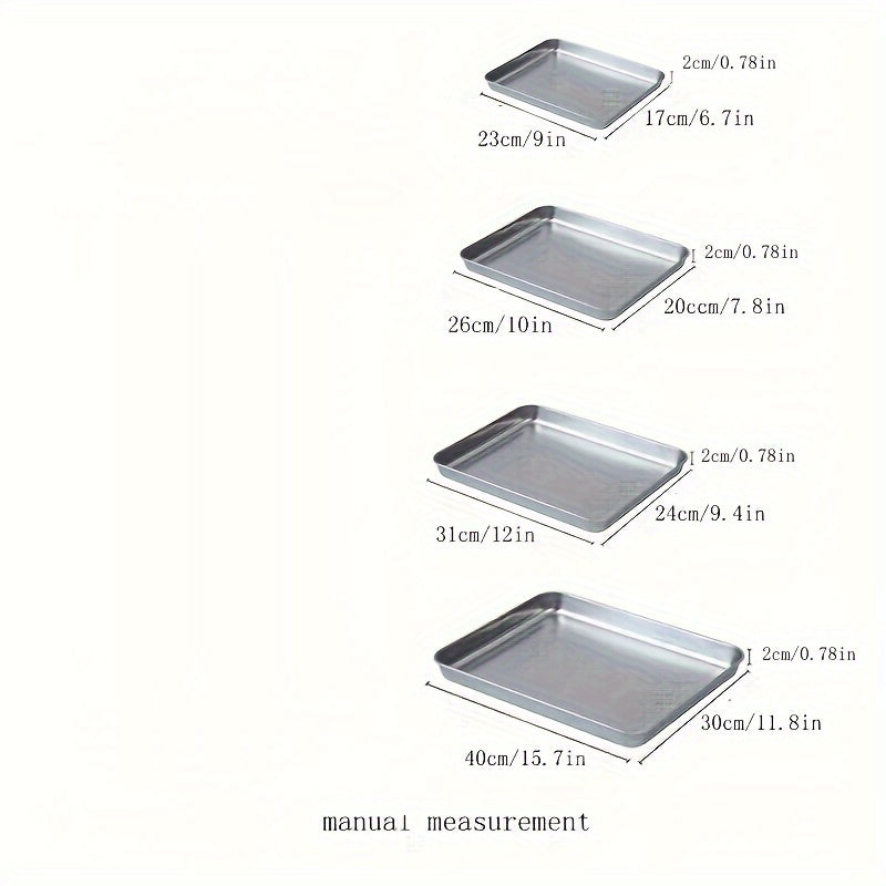 Stainless Steel Rectangular Tray - Versatile for BBQ Grill, Baking Fish, Steaming Food, and Serving Rice