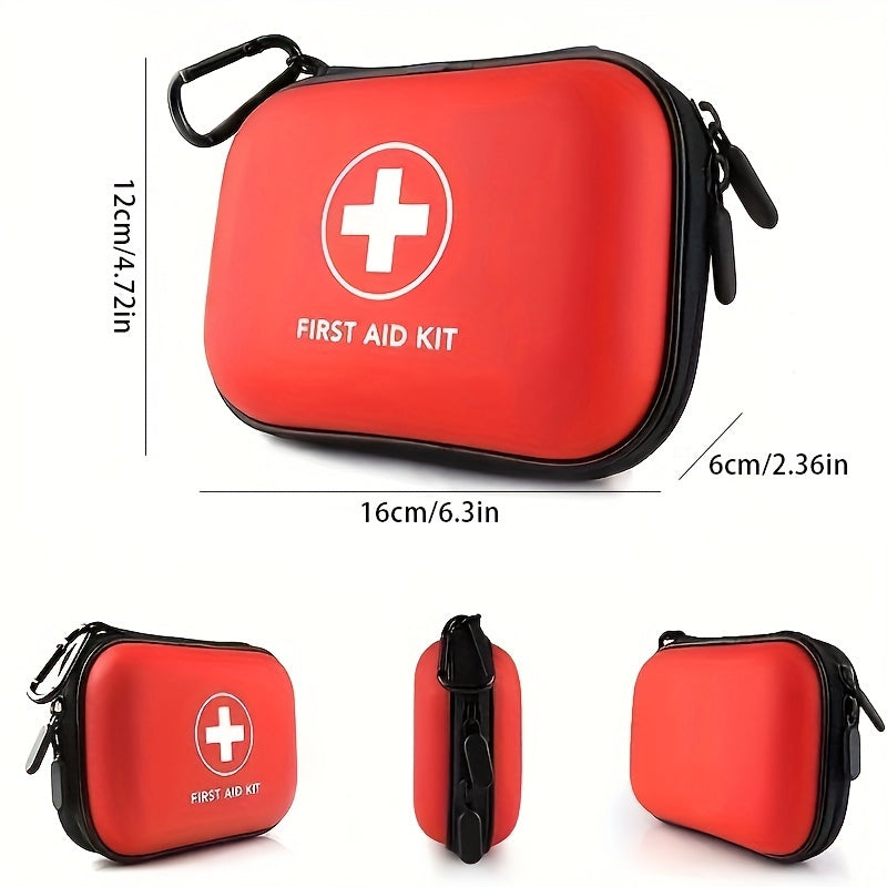 80pcs EVA First Aid Kit for Emergencies in Red - Includes Scissors, Tweezers, Bandages, Gloves, Whistle - Ideal for Travel, Outdoor Activities, Home, Office, Camping, Hiking, and Vehicles