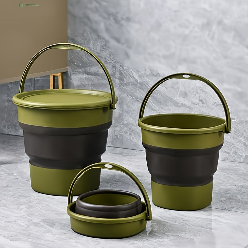 This portable folding water bucket is a convenient solution for storing cleaning supplies and household tools. Its space-saving foldable design makes it easy to store and allows for multiple uses.